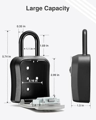 Puroma Lock Box Combination Key Lock Box, Wall-Mounted Portable Storage Lockbox for Keys with Resettable Code, Outside Safe Security Box for House, Apartment, Office Key Storage (2 Pack, Gray) - Image 7