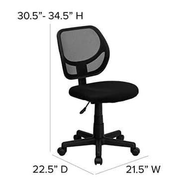 Flash Furniture Neri Low Back Black Mesh Swivel Task Office Chair with Curved Square Back - Image 3