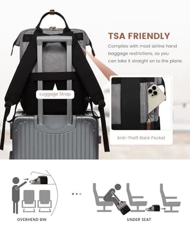 LOVEVOOK Laptop Backpack for Women, 17.3'' Waterproof Nurse Bag Teacher Work Backpack Purse for Women, Travel Computer Backpack for College Office Business Ladies - Image 7