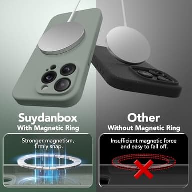 SuydanBox Magnetic for iPhone 13 Pro Case, Compatible with MagSafe, [Full Camera Protection][Screen Protector] Silicone Shockproof Protective Phone Case for iPhone 13 Pro 6.1", Calke Green - Image 5