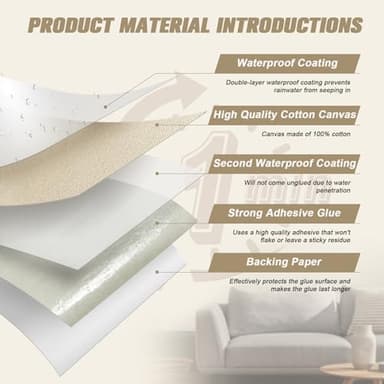 2 Pieces 9 x 11 inch Canvas Repair Patches Canvas Fabric Patch Self-Adhesive Canvas Repair Tape Waterproof Outdoor Gear Repair Patch Kit for Boat Cover Awning Sofa Chair Couch Tent Bag (Ivory Gray) - Image 2