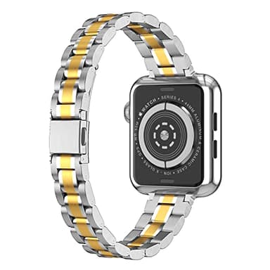 chuangshiji Compatible with Apple Watch Band 42mm 44mm 45mm, Women for iWatch Band Series 9/8/7/6/5/4/3/2/1/SE (S-Silver/M-Gold, 42mm/44mm/45mm) - Image 2