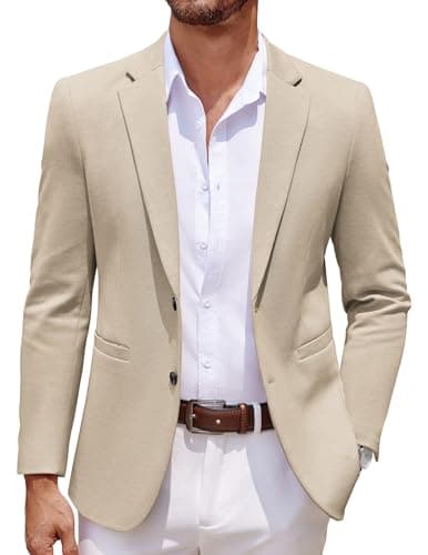 COOFANDY Mens Dress Sport Coats Casual Stylish Suit Jacket Blazer Big and Tall Light Khaki - Image 1