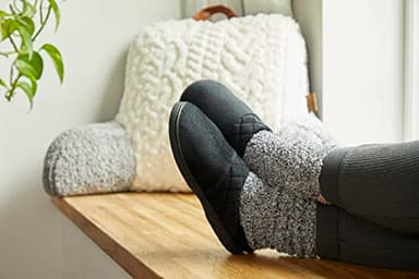 Dearfoams Women's Indoor/Outdoor Memory Foam Darcy Microfiber Velour Clog, Wide Widths Slipper, Black, Large - Image 2