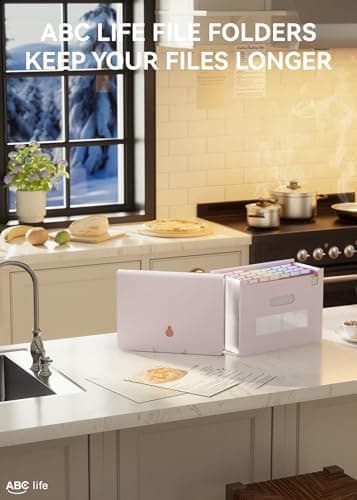 ABC life 26 Pockets Accordion File Organizer, Expanding File Folder, Portable Monthly Paper Bill Tax Receipt Organizer, Letter A4 Size Document Organizer with Blank Labels - Pinkish Purple - Image 8