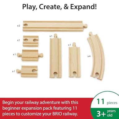 BRIO World Expansion Pack Beginner - 11-Piece Wooden Train Track Set - Compatible with All Railway Sets - FSC-Certified Wooden Tracks - Enhances Cognitive Skills - Durable & Safe - Ages 3 & Up - Image 2
