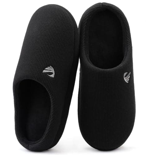 ULTRAIDEAS Men's Comfy Memory Foam Slippers Indoor, House Slippers for Men Non-Slip(Black 13-14) - Image 1