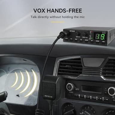 Retevis MB2 AM/FM Professional CB Radio, 40 Channels Mini Radio, Easy to Operate, Squelch Knob ASQ, VOX, Auto-Scan, CB Mobile Radio for Truckers, Black - Image 6