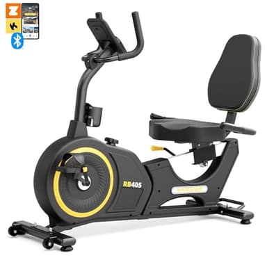VANSWE Recumbent Exercise Bike with Smart App and Bluetooth Connectivity, LED Display, Magnetic Resistance, 400 LBS Weight Capacity, Pulse Handle(Yellow/Black) - Image 8