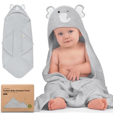 KeaBabies Hooded Baby Towel for Newborn - Viscose Derived from Bamboo Large Baby Bath Towels with Hood for Boys, Girls, Toddler, Extra Absorbent & Soft Newborn Bath Essentials (Elephant) - Image 1