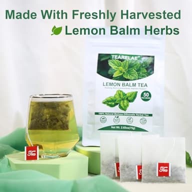 TEARELAE - Lemon Balm Tea Bag - 1.5g X 50 Count - Pure Natural Dried Lemon Balm Herb - Premium Lemon Balm Leaf for Calming and Digestion Support - Caffeine-free - Non-GMO - Image 2