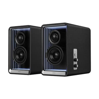 Edifier QR65 Desktop Active Monitor with 2.75" Long-Throw Aluminum Diaphragm mid-Low Drivers, Hi-Res Audio, Brilliant Light Effects, 70W Output Power Bluetooth Speakers with Stands - Black - Image 1