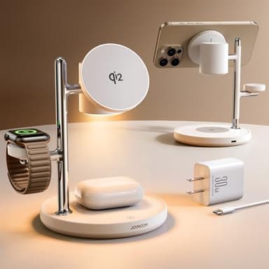 15W MagSafe for JOYROOM, Fast Qi2 Certified 4-in-1 MagSafe Charging Station for Apple, Wireless Charger for iPhone 17/16/15 Pro Max, Pixel 10/9, iWatch, AirPods 4/3/2/Pro(Cable& 30W Adapter Included) - Image 1
