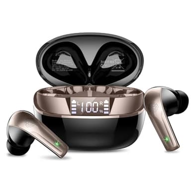 Wireless Earbuds, Bluetooth 5.4 Headphones in Ear, True Wireless Ear Buds HiFi Stereo Deep Bass with 4 ENC Noise Cancelling Mic, Bluetooth Ear Buds 47H Long Playtime LED IP7 Waterproof USB-C (Black) - Image 1