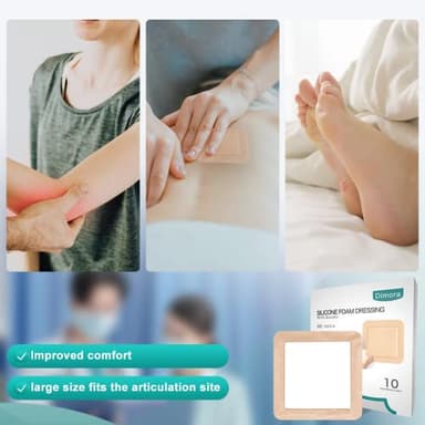 Dimora Silicone Foam Dressing with Border Adhesive 6"x6" Waterproof Wound Dressing Bandage for Wound Care 10 Pack - Image 2