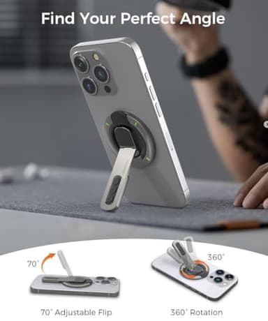 Warherd Phone Grip for Magsafe Phone Stand 360°Roration Gym Holder Phone Kickstand Silicone Finger Ring Innovative Pressure-Relief Damping Hinge Design with Magnet Ring Compatible All Phones (Black) - Image 5