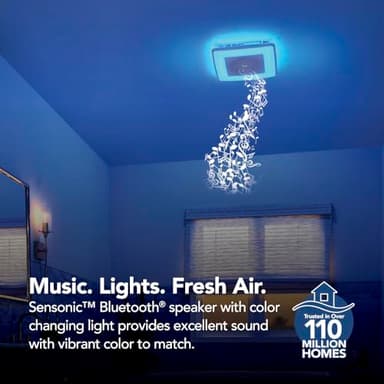 Broan-NuTone ChromaComfort Bathroom Exhaust Fan with Bluetooth Speaker, Powerful 110CFM/1.5 Sones, 24-color LED Light, SPK110RGBL, Wall Switch - Image 4