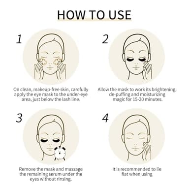 Tunbot Eye Mask - 60 Pieces - 24k Gold Eye Mask - Anti-Aging - Contains Collagen & Hyaluronic Acid - Removes Dark Circles, Puffiness & Wrinkles, Moisturizes - Home Skin Care - Image 7