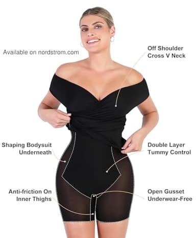 Popilush Off Shoulder Shapewear Dress Formal Cocktail Party Bodycon Midi Dresses for Women Wedding Guest Fall Evening Gown Black - Image 3