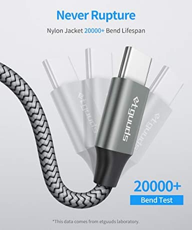 etguuds USB A to USB C Cable 5-Pack (3/3/6/6/10 ft), Fast Charging Type C Charger Cord for iPhone 16 15 Pro/Pro Max/Plus, for Samsung Galaxy S24 S23 S22 S21 S20 S10 A55 A54 Flip, Pixel, Moto G, Gray - Image 5