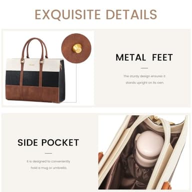 LOVEVOOK Laptop Bag for Women, 15.6 Inch Work Bags for Women, Vintage Leather Laptop Tote Bag, Waterproof Computer Bags with Clutch Purse, Large Capacity Briefcase, Business Office Handbag for Work - Image 5