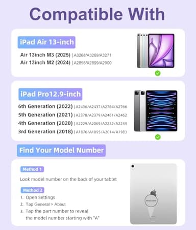 Hamile for iPad Air 13-inch Case Keyboard (M3/M2) - Magnetic Wireless Keyboard with Multi-Touch Trackpad 7 Colors Backlit Stain Proof Folio Cover for iPad Pro 12.9 6th 5th 4th 3rd Generation - Purple - Image 2