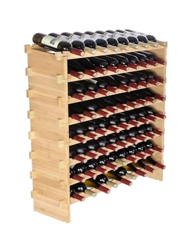 VEVOR 8-Tier 72 Bottles Stackable Modular Wine Rack, Freestanding Wines Holder Display Shelf, Solid Bamboo Wood Storage Racks, Wobble-Free Shelves for Kitchens, Dining Rooms, Cellars, Natural Color - Image 1