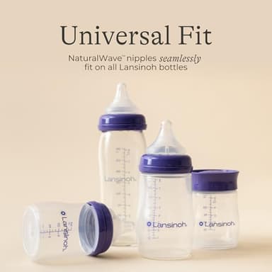 Lansinoh Anti-Colic Glass Baby Bottles, 8 Ounces, 4 Count Bottles for Feeding, Baby Essentials, Includes 4 Medium Flow Nipples, Size M - Image 9