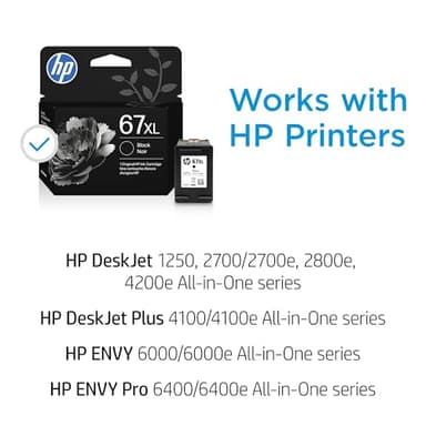 HP 67XL Black High-yield Ink Cartridge for HP Printers | Works with Printer Series: DeskJet 1255, 2700, 4100, ENVY 6000, 6400 Series | Eligible for Instant Ink | 3YM57AN - Image 3
