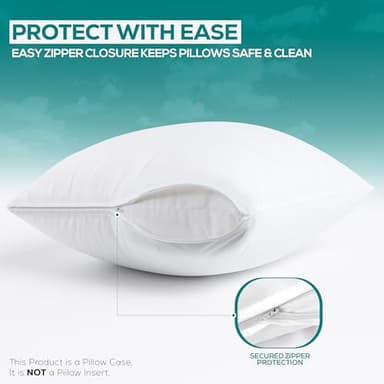 Utopia Bedding Waterproof Pillow Protectors Zippered King Size (2 Pack, White), Zippered Pillowcases, Bed Bug Proof Pillow Encasement Covers 20 x 38 Inches - Image 4