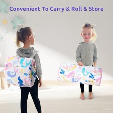 Safotad Toddler Nap Mat with Pillow & Blanket, 54"x33" Portable Roll-Up Design - Soft, Washable, Lightweight Toddler Sleeping Bags - Great for Preschool, Daycare, Pink - Image 5