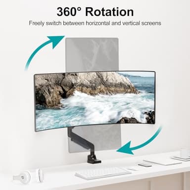 MOUNT PRO Single Monitor Mount for Max 43 Inch Ultrawide Computer Screen, Premium Aluminum Heavy Duty Monitor Arm Holds 6.6lbs to 33lbs, Gas Spring Full Motion Display Desk Stand, VESA Mount - Image 4