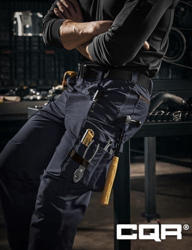 CQR Men's Quick Dry Work Pants, Water Resistant Outdoor Tactical Pants, Lightweight Stretch Cargo Hiking Pants, Work Pants Police Navy, 30W x 32L - Image 4