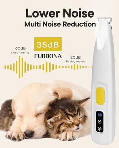 FURBONA Upgraded Dog Paw Trimmer with LED Light, 18 mm Widen Blade, 35 dB Low Noise, LED Display, Fully Waterproof, Rechargeable Clipper for Dogs Cats Trimming Paws, Eyes, Ears, Face, and Rump - Image 5