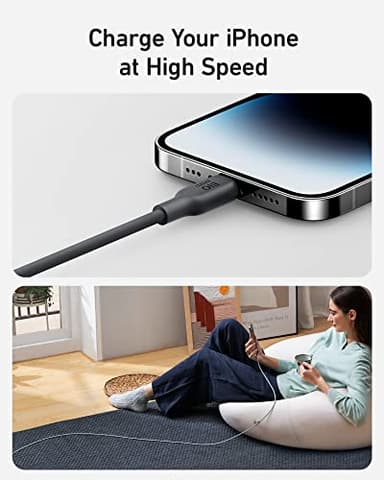 Anker USB C to Lightning Cable[6FT], MFi Certified, Bio-Based Charging Cord, for iPhone 14 Series,and More(USB 2.0, Black) - Image 6