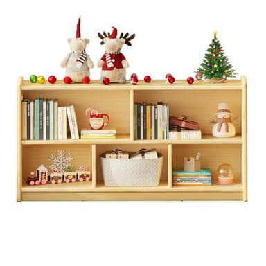 ONBRILL 2-Tier Wood Montessori Cabinet for Kids, Toddler Room Book Shelves Toy Organizers and Storage, Small Book Shelf Storage for Baby Children, Furniture of Classroom, Nursery, Playroom - Image 1