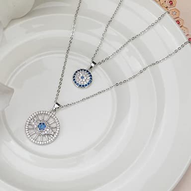 IVY TAILI Silver Evil Eye Necklace Layered Necklaces for Women 18k Gold Plated Adjustable Third Eye Necklace Evil Eye Protection Jewelry for Women - Image 5