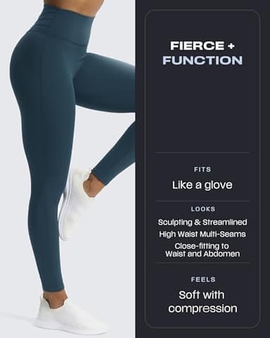 Aoxjox High Waisted Workout Leggings for Women Trinity Yoga Pants 26.5" (Blueberry, Medium) - Image 2