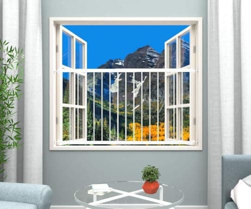 WAOWAO Window Safety Guards for Children Kids Child Toddler Pets Proof Extra Wide White Tension Security Window Guard Gate for Home Fit 36.22"-61.41" Sliding Windows (2 Piece) - Image 1