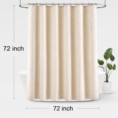 Awellife Linen Shower Curtain Beige Boho Farmhouse Shower Curtains for Bathroom Natural Cloth Cotton Fabric Liner Cream 72 x 72 Inch Modern - Image 6