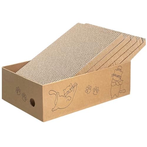 AGYM Cat Scratcher, 5 Packs in 1 Cardboard Box Cat Scratching Pad for Indoor Cats and Kitten, Cat Scratch Pad to Protect Furniture, Large Size - Image 1
