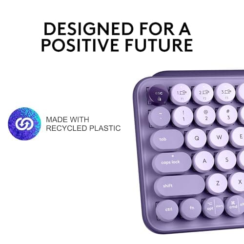Logitech POP Keys Mechanical Wireless Keyboard with Customizable Emoji Keys, Durable Compact Design, Bluetooth or USB Connectivity, Multi-Device, OS Compatible - Cosmos (Renewed)