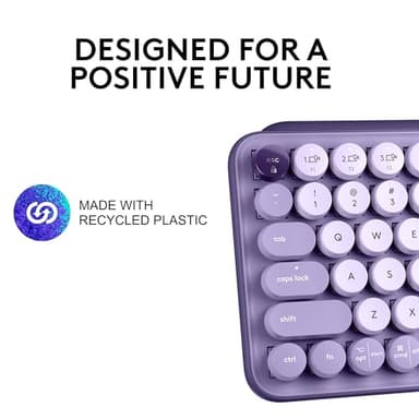 Logitech POP Keys Mechanical Wireless Keyboard with Customizable Emoji Keys, Durable Compact Design, Bluetooth or USB Connectivity, Multi-Device, OS Compatible - Cosmos (Renewed)