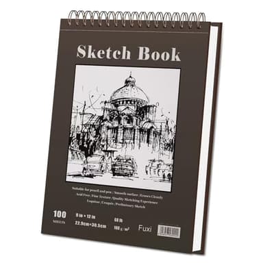 Fuxi 9" x 12" Sketch Book, Top Spiral Bound Sketch Pad, 100 Sheets 68lb/100gsm Acid-Free Drawing Paper, Art Sketchbook for Drawing Pad for Kids Artists & Beginners Professional Art Supplies for Adults - Image 9