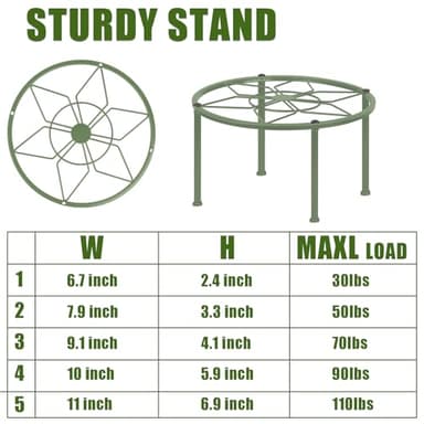Metal Plant Stands, Anti-Rust Iron Flower Pot Stand, Heavy Duty Plant Pot Shelf, Decoration Racks for Home Indoor and Outdoor 10 Pcs (Green) - Image 2