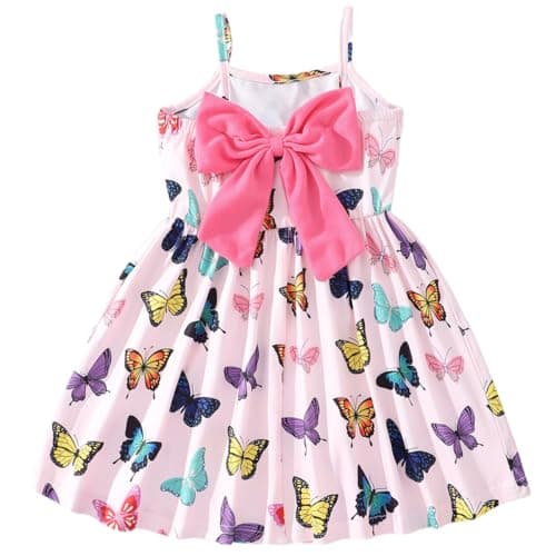 Girls Butterfly Summer Dress Bowknot Backless Sundress Birthday Dress Outfits for Baby Girls Sleeveless Casual Clothes 1-6T(1309-5T) - Image 1