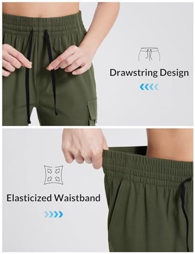 baleaf Women's Hiking Pants Cargo Quick Dry Pants Water Resistant Loose Lightweight Travel Fishing Outdoor UPF50+ Dark Army Green Large - Image 4