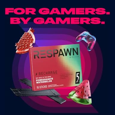 RESPAWN Energy and Focus Gum by Razer, Recharge Chewing Gum Sugar-Free - Pomegranate Watermelon, 15 Count (Pack of 10) - Image 7