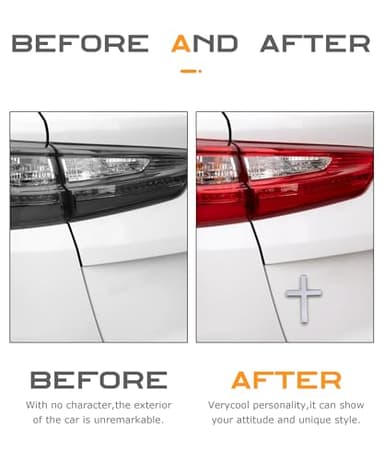 SCUARI 2PCS 3D Cross Stickers,Car Accessories Decals for Vehicles,Self Adhesive Cross Metal Car Emblem,2.5"×1.8" Cross Jesus Automotive Decal,Suitable for Trunk Tailgate Side Decoration (Silver) - Image 5
