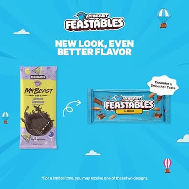 Feastables Almond Milk Chocolate KING Size Chocolate Bar, 2.1oz (60g), 10 count - Image 7
